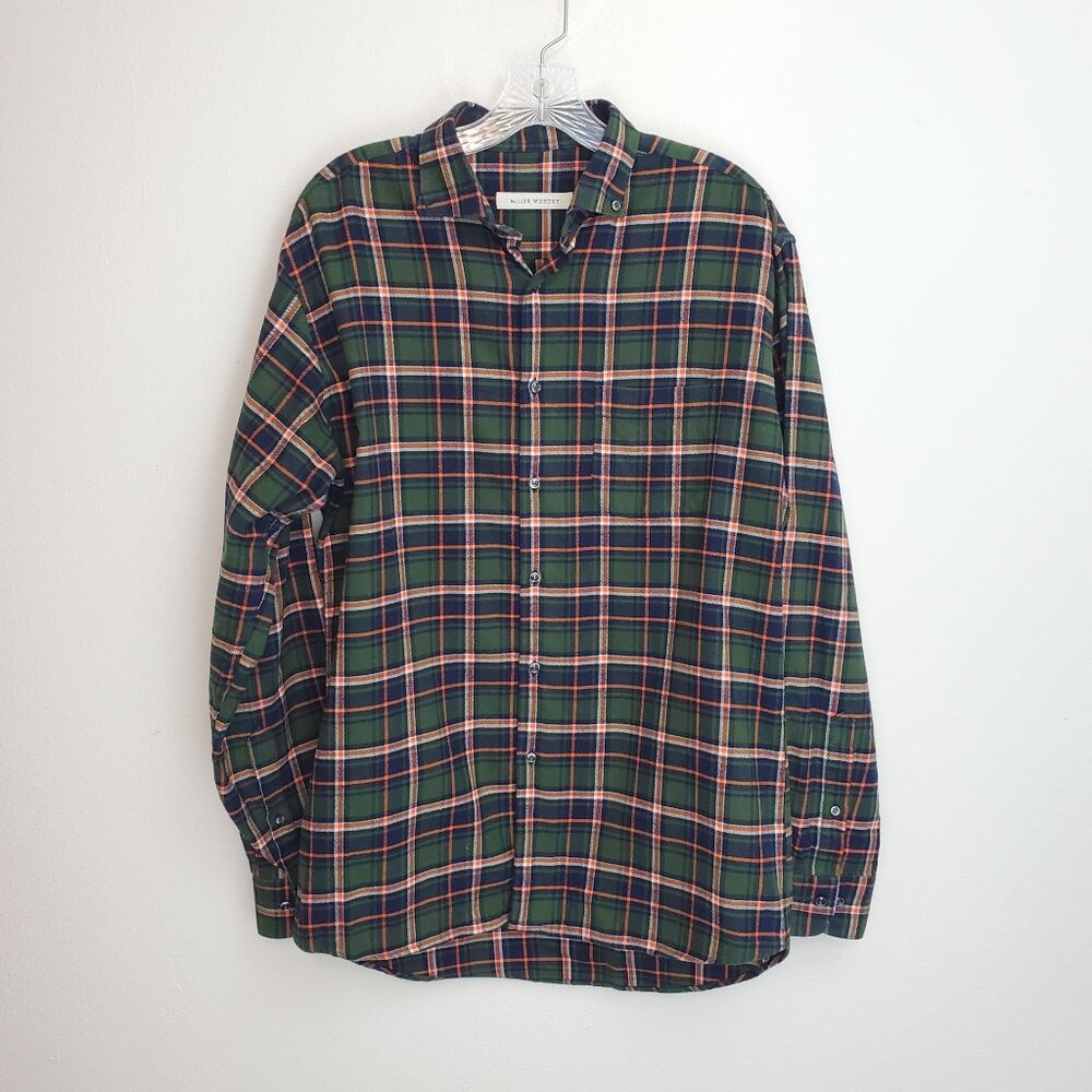 Miller Westby plaid cotton flannel men's button down shirt